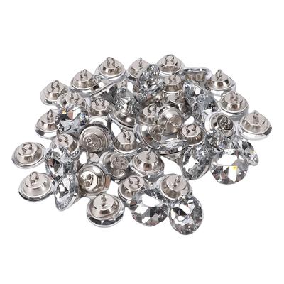 100 Stück Klare Strassknöpfe mit Metallbasis Silber Weiß Runde Knöpfe zum Nähen Basteln Herstellen Dekoration 20mm