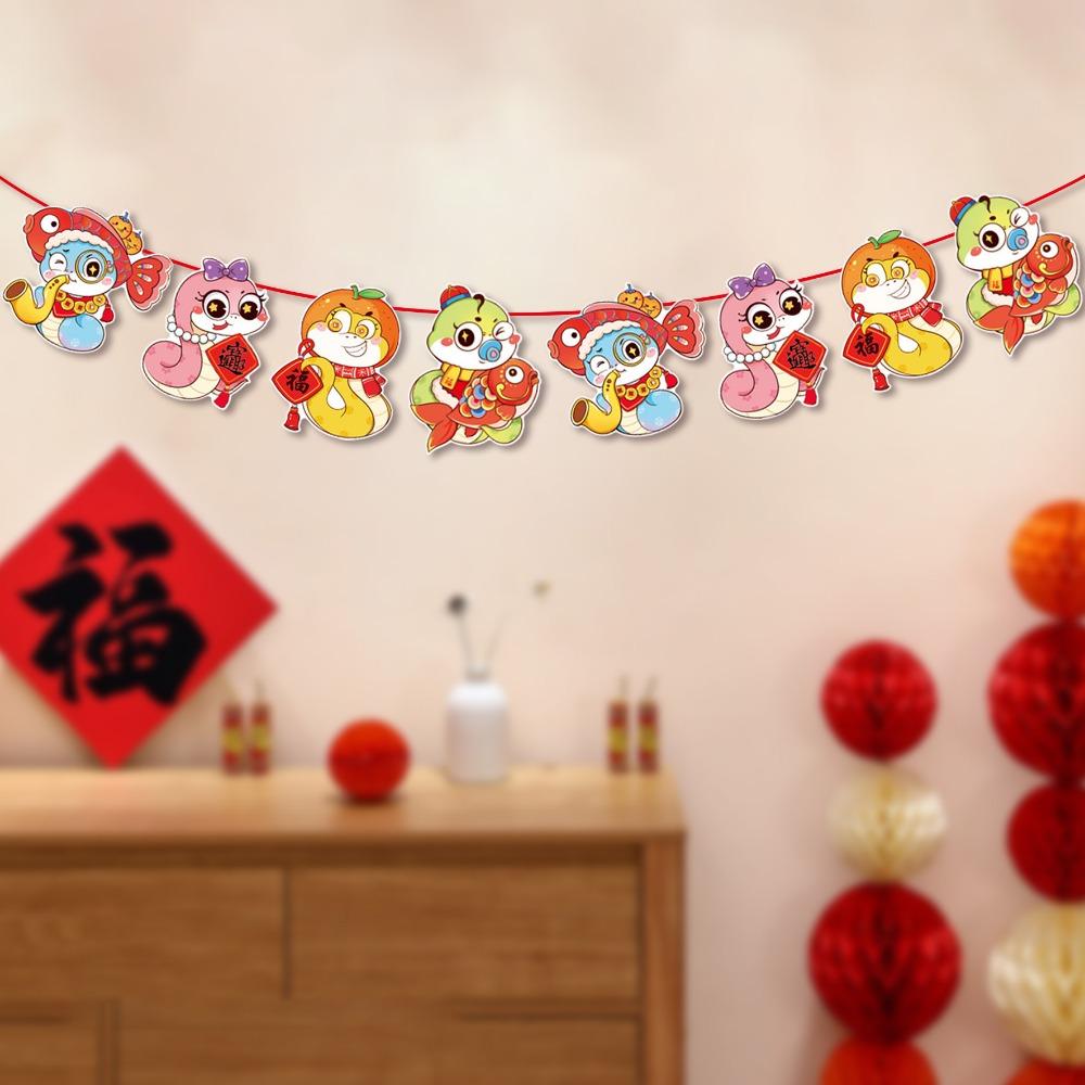 Paper Pull Flag Ornament Cartoon Snake Year Banner Hanging Snake Pendant  Spring Festival