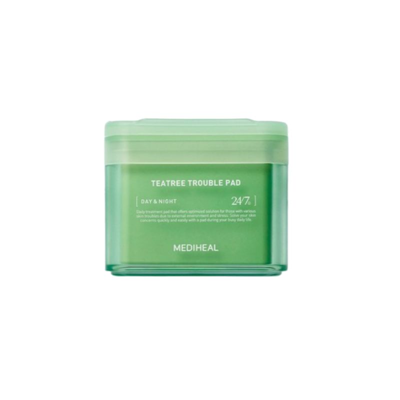 MEDIHEAL Teatree Trouble Pad 100ea 1pc (Tea Tree Calming Toner Pad, Acne Skin Care Peel Sheet, Sensitive Face Soothing Gauze)