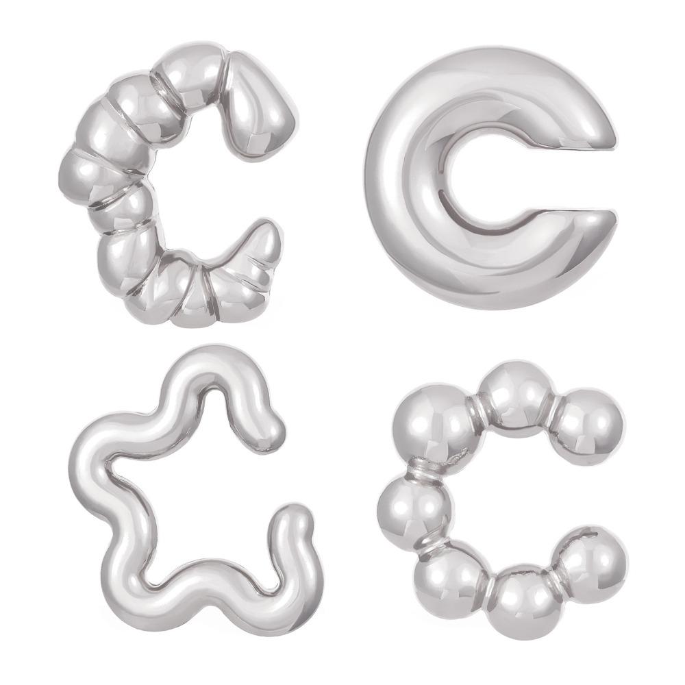 4Pcs/set C Shape Earring Clip Glossy Cartilage Ear Cuff Vintage Jewelry Accessories  Women