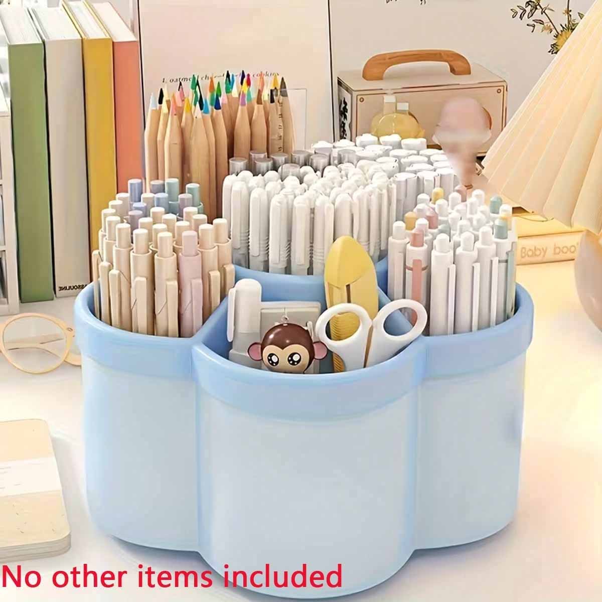 

Rotating Desktop Organizer Storage Box for Makeup Brushes Pens Accessories Ideal for Office Bathroom Vanity Home Organization синий
