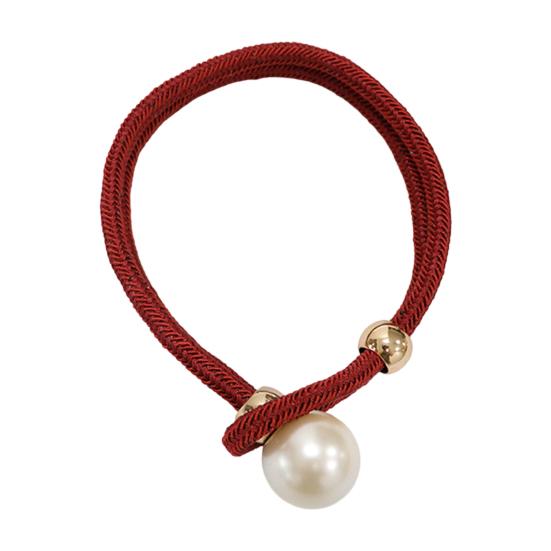 1Pc Faux Pearl Curtain Tieback, Woven Rope Adjustable Curtain Holder, Stylish Bead End Draperies Holder for Living Room Bedroom Bathroom Dormitory