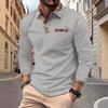 Spring and Autumn New Men's Daily Casual Solid Colour Patchwork Pockets Lapel Long-sleeved Polo Shirt