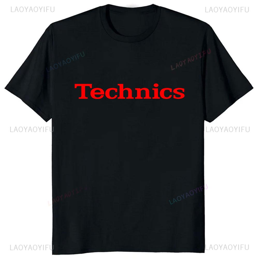 New Arrival Technics Dj Turntable Music House Printed T-shirt Techno Electronic Hip Hop Graphic T Shirts Streetwear Summer Tees