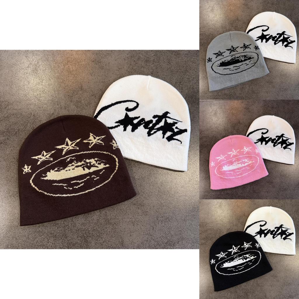 Unisex Acrylic Knit Beanie With Letter Embroidery For Casual Winter Outdoor Wear