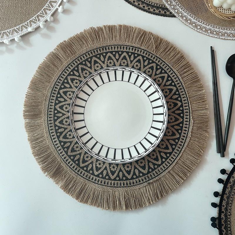 1PC Rundes Tischset mit Blumendruck im nordischen Stil, rutschfestes Tischset, Wärmedämmung, Möbeldekorationsmatte, Kaffeetassenmatten