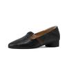 New women's fashion single shoes solid color foot cover two shoes low heel one pedal four seasons wear small leather shoes casual square heel