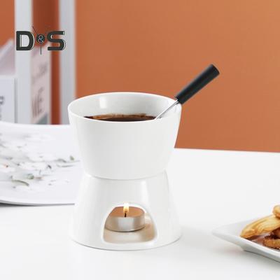 Chocolate Fondue Mugs with Forks Melting Cups for Chocolate Butter Ceramics Hot Pot Set Cheese Fondue Simmer Mug Tealight Candle Fondue Pot
