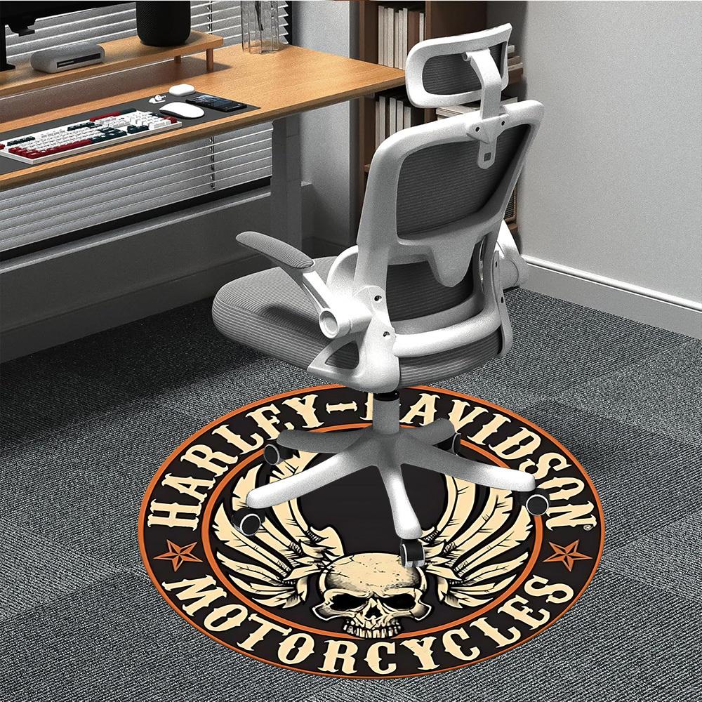 1ks Motocyklový Lebka Kancelářský Kulatý Koberec, Pod Kancelářské Židle Ložnice Obývací Pokoj Domácí Dekorace, Dekorace Místnosti
