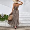 Independent Station Summer Leisure Vacation Popular Fashion European and American Geometric Printing Suspender Dress Women
