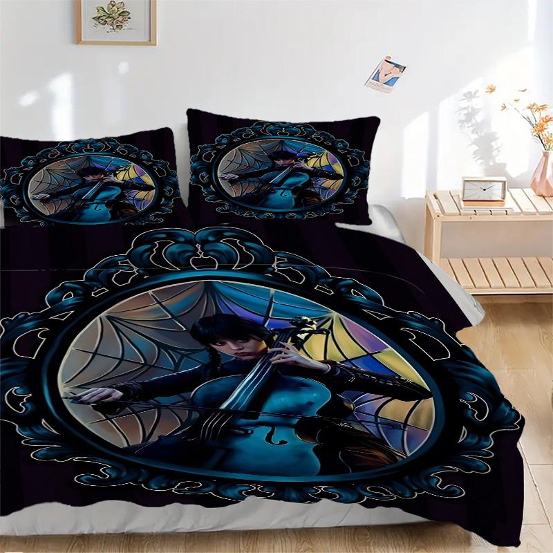 

3pcs Wednesday Addams Duvet Cover Set, 1 Duvet Cover + 2 Pillowcases (No Insert), High-Definition Print, Home & Dorm Set yy251208078 135x200cm