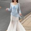 Französisches Schlankheits-Strickjacken- & Camisole-Kleider-Set - Petite Sonnenschutz, Langarm Sommerstil
