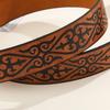 Vintage Men Teens Relief Bull Head Waist Belt PU Embossed Pattern Cowboy Belt