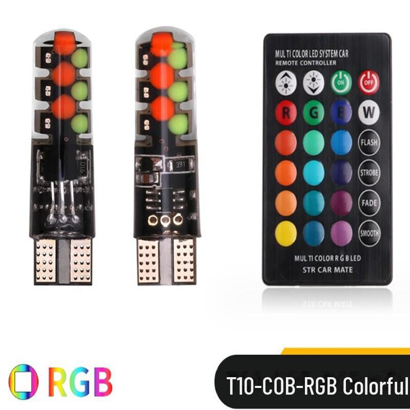 Multicolor Car LED T10 RGB COB Light with Remote Control and Multiple Flashing Modes