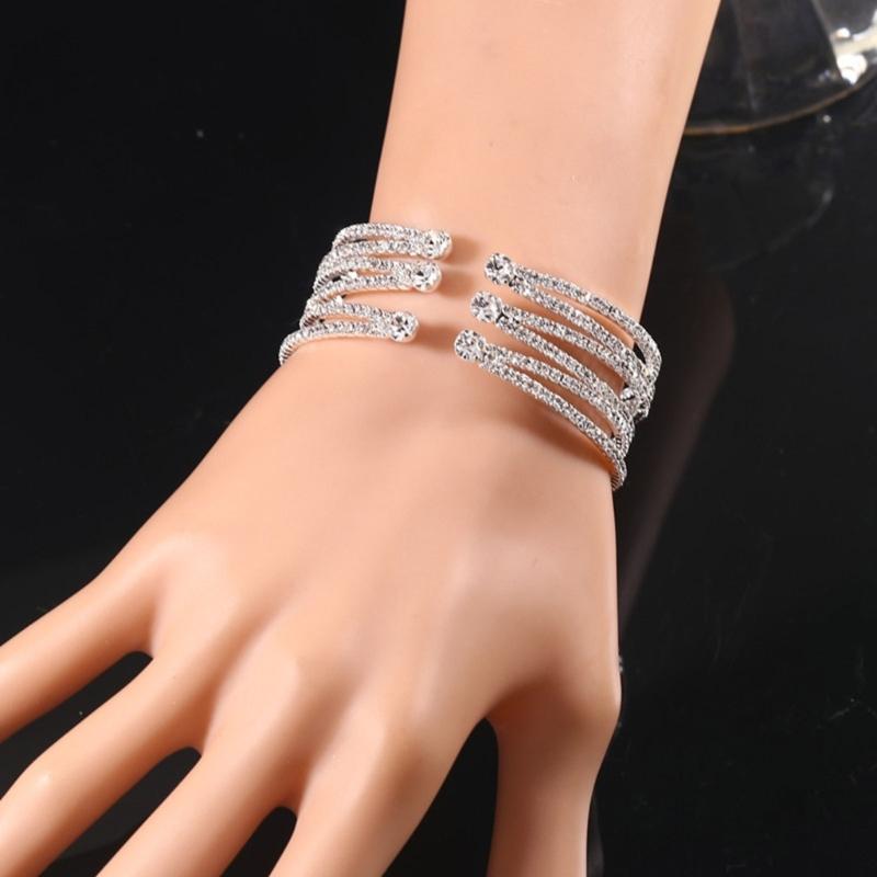 Multilayer Crystal Cuff Bracelet for Women Sparkling Rhinestones Bangle Handmade Jewelry Accessory for Any Outfit