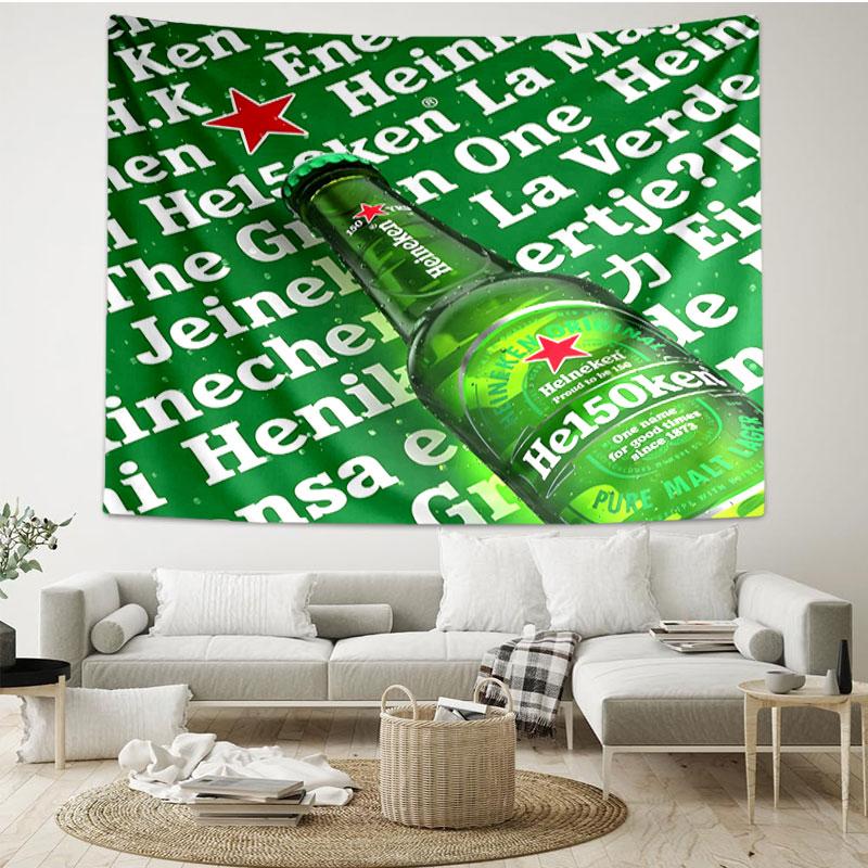Heineken Print Tapestry - Portable Wall Decor Cloth, for Home, Dorm, Travel, Bedroom, Living Room - Ideal Birthday Housewarming Gift