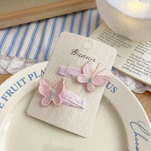 Beaded Butterfly Floral Bb Clip Hairpin  Sweet Advanced Children's Hair Accessories Forehead Side Cartoon Hairpin