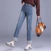 Women's High Waist Slim Fit Retro Jeans - Spring/Autumn Stretch Narrow & Straight Petite Length