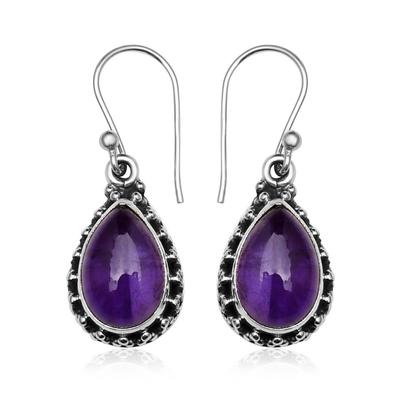 Natural Amethyst Earrings Pear Shape Gemstone 925 Sterling Silver Teardrop Earring For Women & Girls