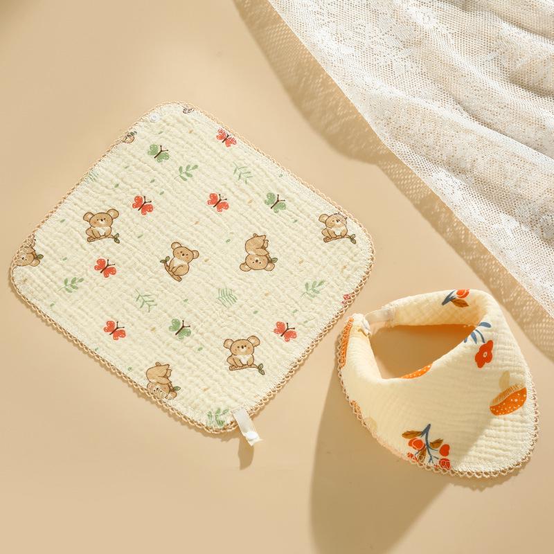 Baby Cotton Bib & Scarf Set - Infant Triangle Design