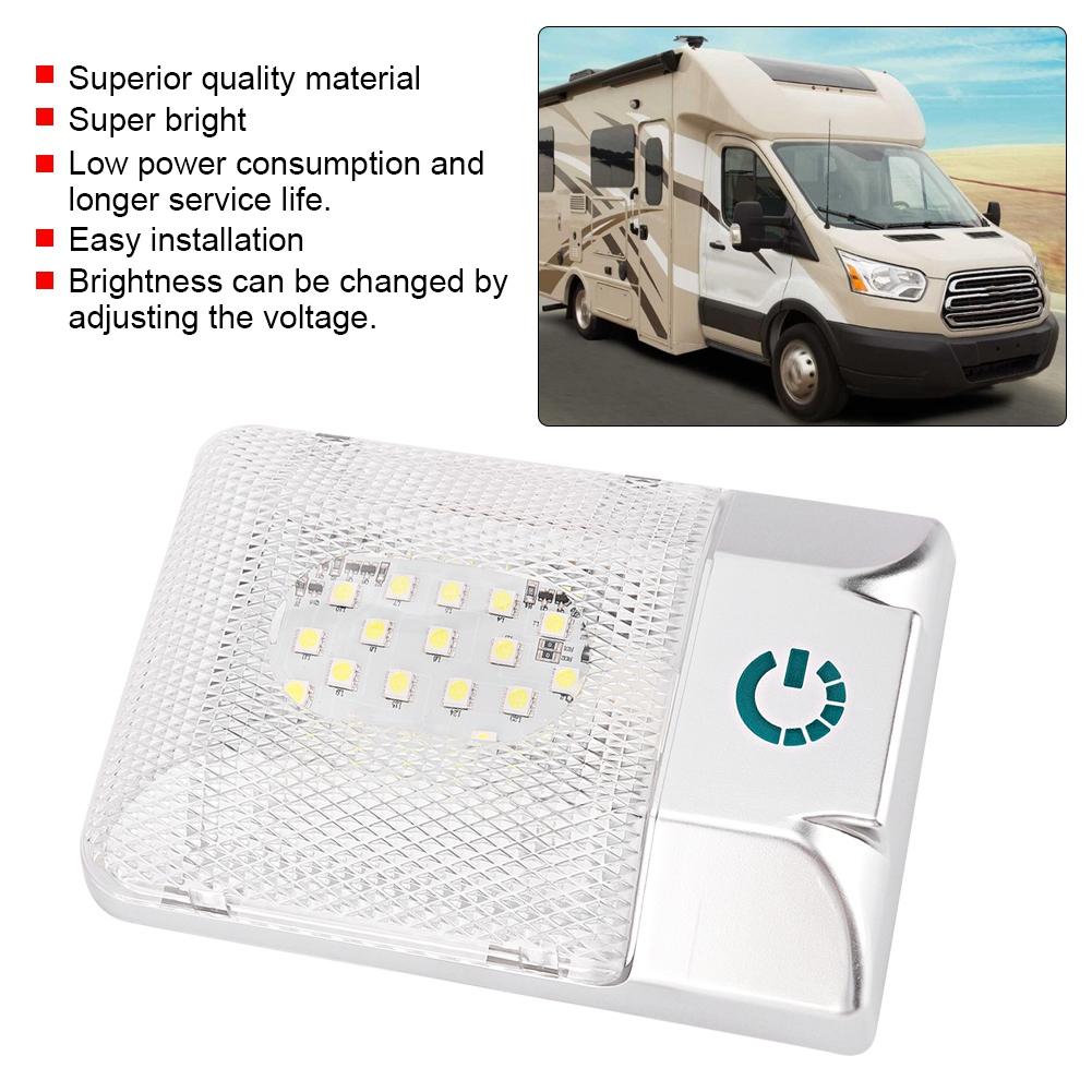 24 LED Boat RV Roof Dome Light With Touch Adjustable Switch White Lamp Ceiling Lighting
