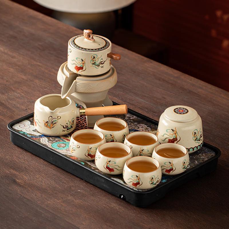 Cha Xun Ru Kiln Dunhuang Flying Apsaras Automatic Tea Set