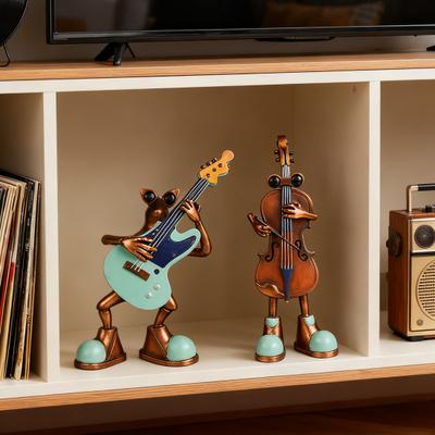Fiolinpynt Glatt overflate Frosk Fiolindesign Resin Mini Skulptur Klassisk Kunstnerisk Form Musikkinstrument Dekor