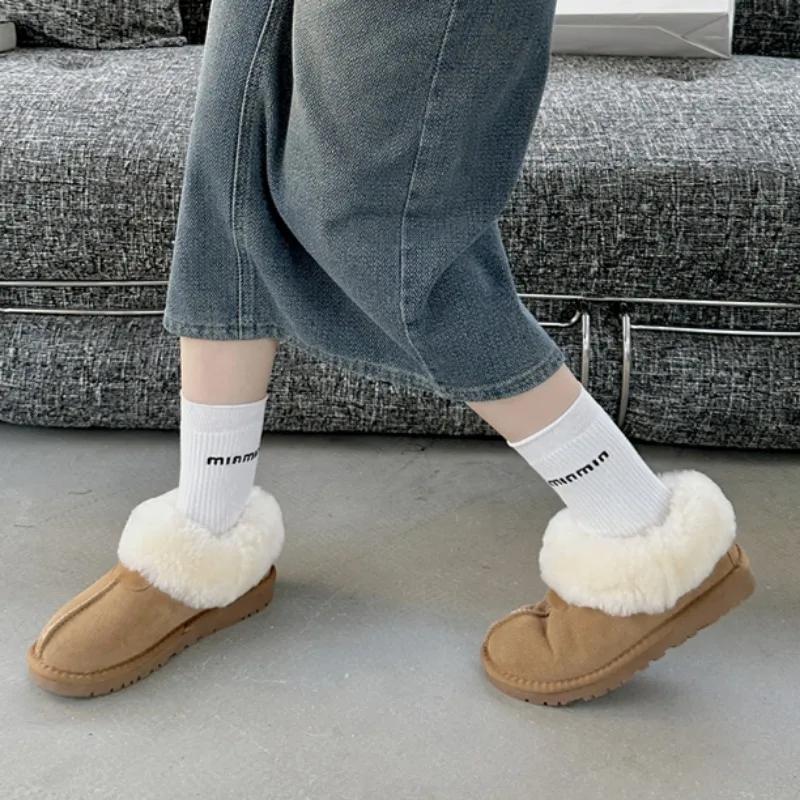 Women's Snow Boots 2024 New Plush Warm Winter Suede Design Women's Ankle Boots Comfortable Thick Sole Casual Slip-on Botas Mujer