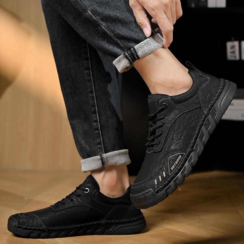 Genuine Leather Mens Casual Shoes New Arrival Male Comfortable Walking Shoe Handmade Mens Stylish Sneakers Non-Slip Men's Shoes