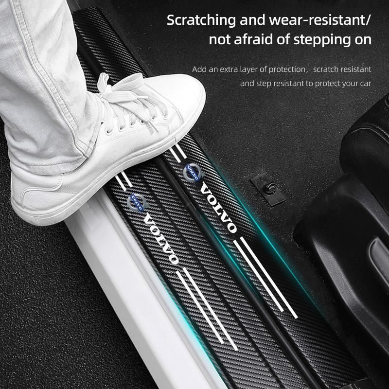 Car Door Sill Scuff Plate Decor Carbon Fiber Stickers For Volvo S90 V90 V60 V40 XC90 S60 XC60 V70 XC40 S80 T6 EX90 EM90