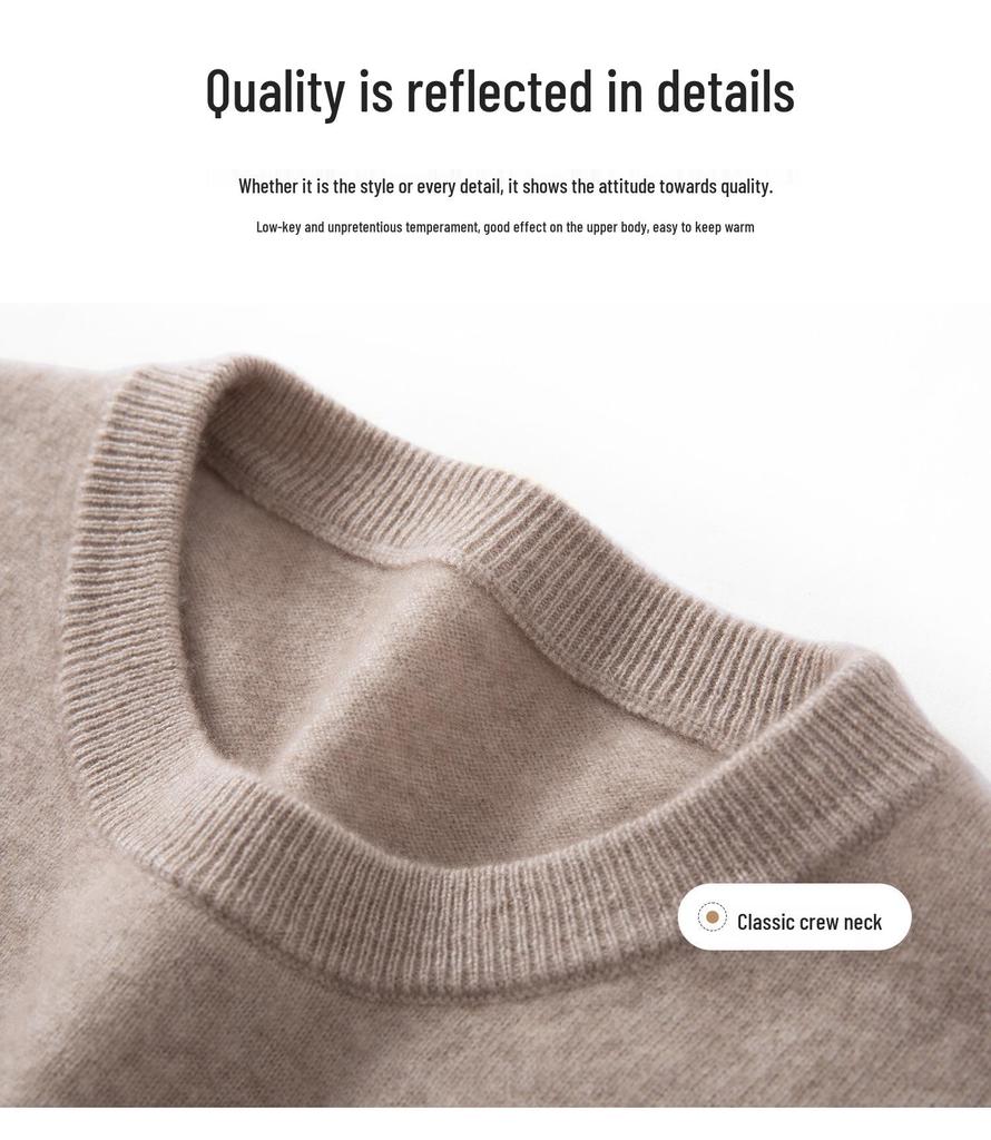 Men's Cashmere Round Neck Sweater - Business Casual Light Luxury Pullover, Soft & Smooth Knitwear for Autumn & Winter.