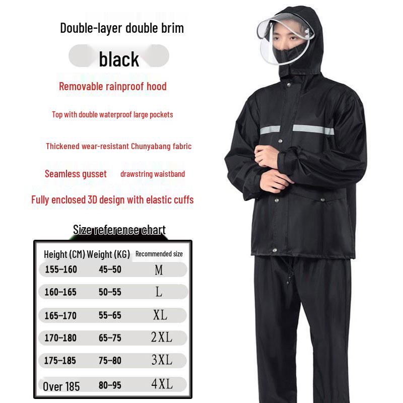 Men's and Women's Reflective Waterproof Raincoat and Pants Set for Riding and Takeaway
