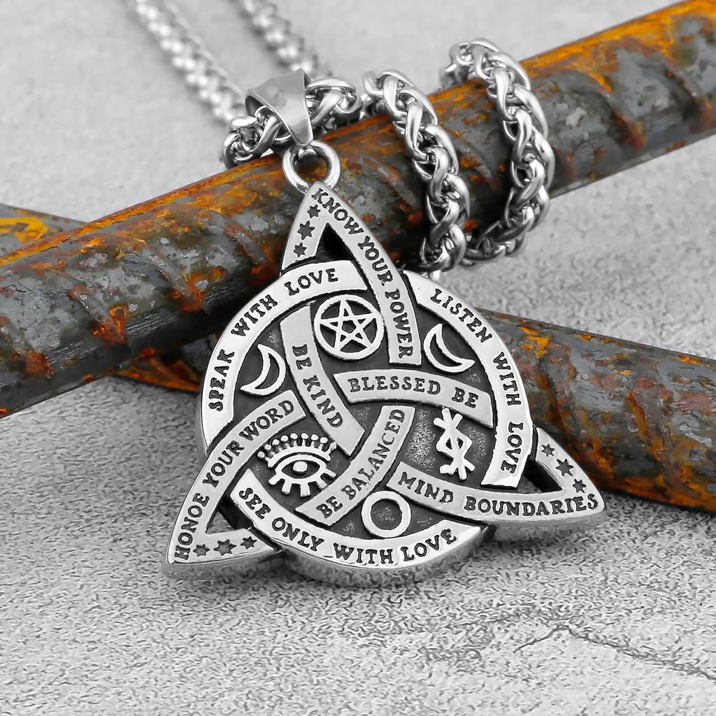 Viking Celtic Knot Pendant Necklace Stainless Steel Men Chain Odin Protection Amulet Gothic Jewelry Gift