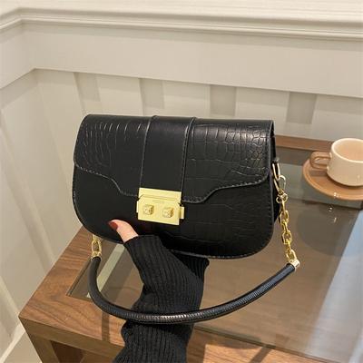 Niche Texture Crocodile Pattern Small Square Bag Women's New Fashionable High-value Shoulder Bag Versatile Messenger Underarm Bag Chain