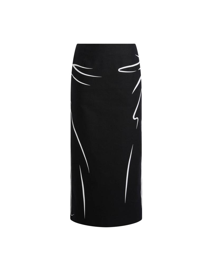 MOSCHINO Drawing Print Cotton Pencil Skirt