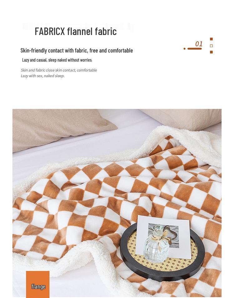 Checkered Milk Velvet Lambswool Double-Layer Sofa Throw Blanket