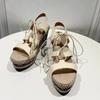 Fashion 2024 Hot Sale Ladies Shoes Lace-up Women's Sandals Fashion Color Matching Dress Sandals Women New Round Toe Wedge Sandalszapatos