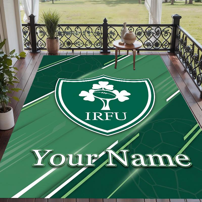 Custom Text Printed Rug Ireland Rugby Non Slip Floor Carpet For Home Room Decor