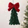 Vintage Bow Fabric Xmas Tree Pendant Layered Cut Tree-Shaped Holiday Hanging  Christmas Desktop