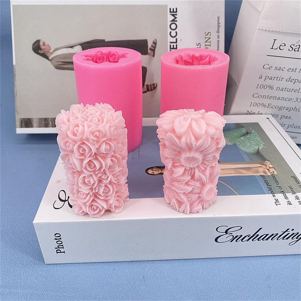 1 Piece 3D Rose Sun Flower Mold Pink Silicone Mold Baking Mold Food Grade Silicone For DIY Cake Scented Candles Soap