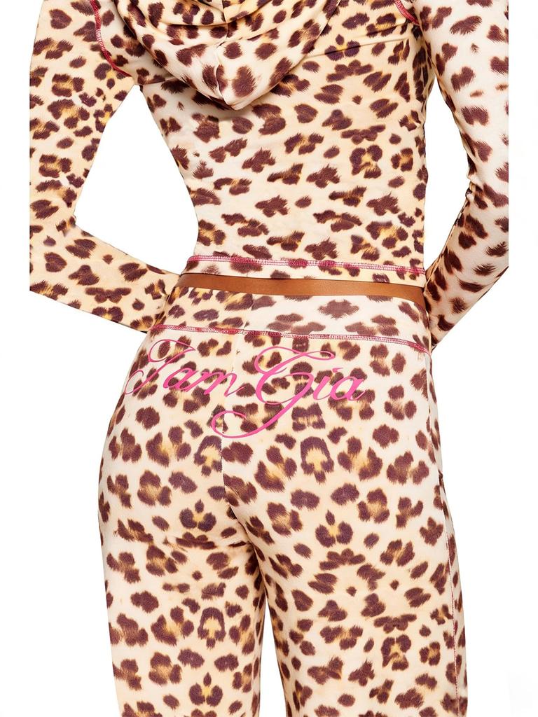 Women's Long Sleeve Cropped Tracksuit Set with Flare Pants