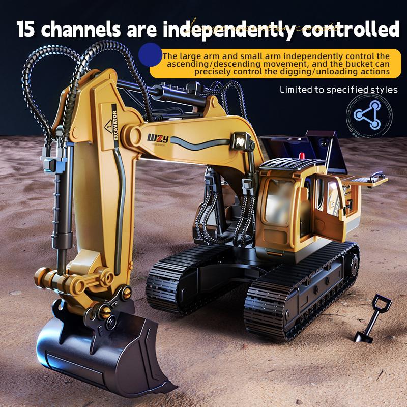 12/13/15CH RC Excavator Crawler track Alloy Truck Engineering Vehicle Sound Spray 680 Rotation Car Kids Toys for Boys Xmas Gift