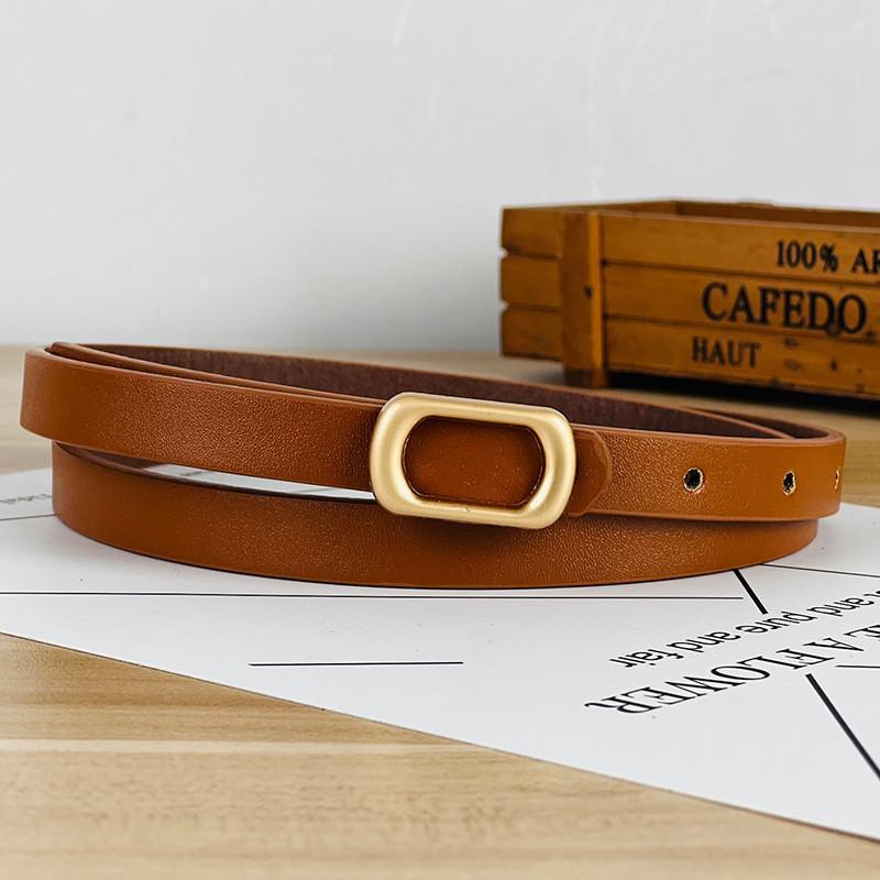 Vintage Thin Waist Belt With Punched Detail And Smooth Buckle Design Casual For