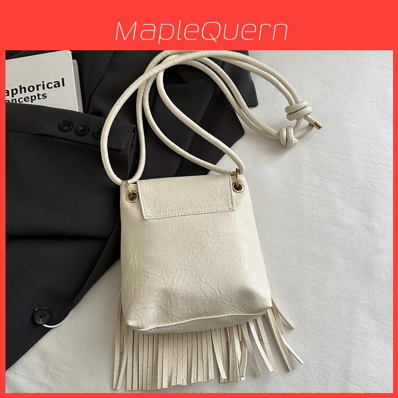 Pu Water Bucket Bag With Tassels For Daily Casual Street Style Women