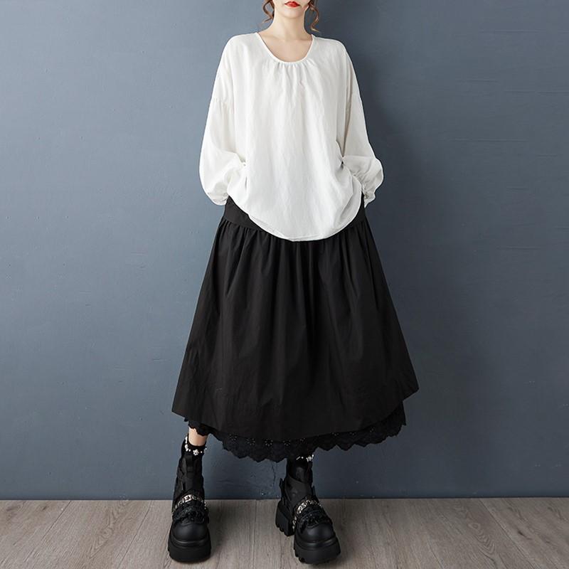 long sleeve oversized cotton Spring autumn tshirt vintage tee t shirt casual loose tops women 2025 t-shirts clothes