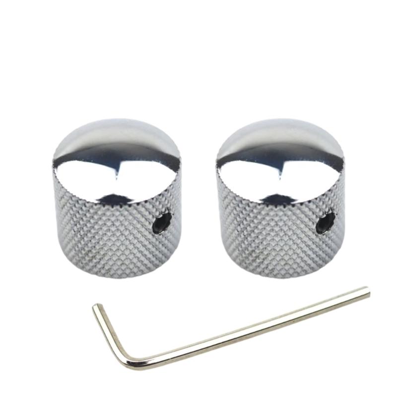 

2Pcs Electric Guitar Bass Knobs Volumes Tone Control Knobs Potentiometer Caps Metal Dome Knobs with Hole Guitar Parts серебряный