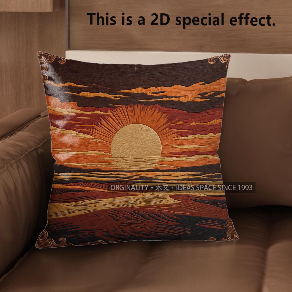 

2D Boho Desert Sunset Print Throw Pillow Covers Pattern Cushion Cover Suitable For Sofa Bedroom Car Pillow Cover 40x40cm