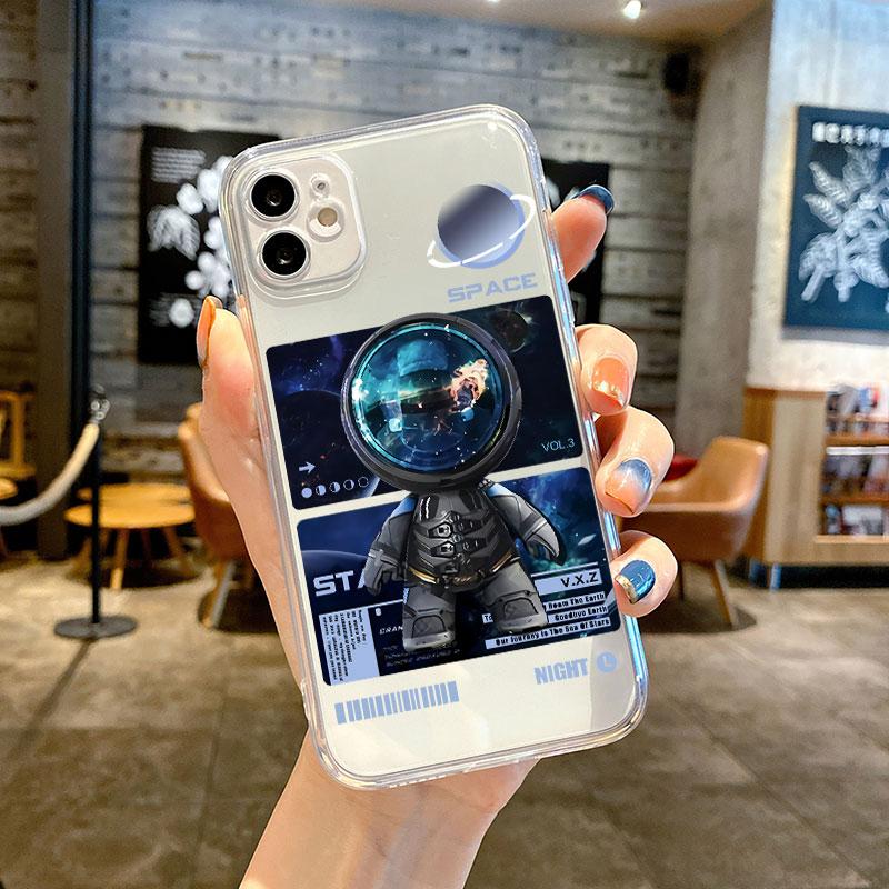 Przezroczyste etui do Apple iPhone 14 11 13 12 Pro 7 8 Plus XR X XS Max 6 6S 13Pro Silikonowe etui na telefon Mechaniczny astronauta Kosmos