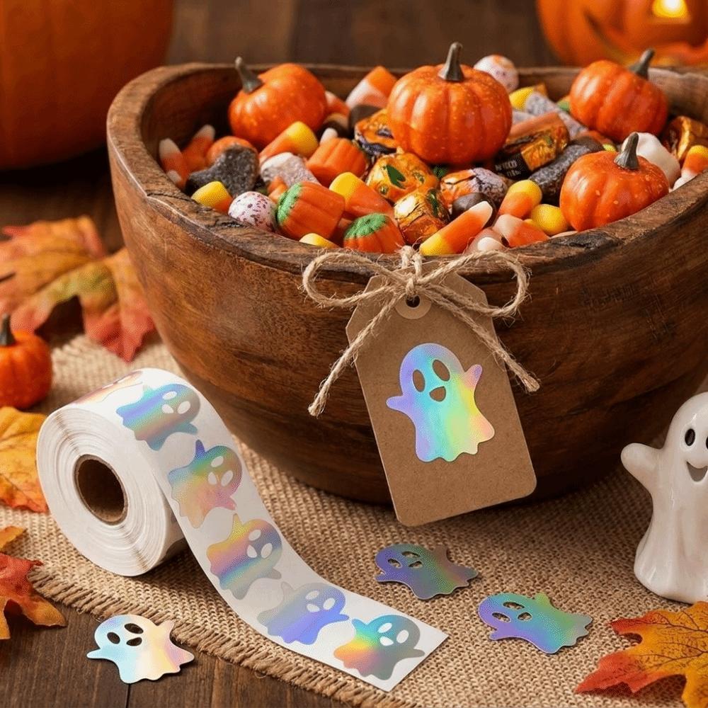 Self-Adhesive Ghost Stickers Pumpkin Tree Sealing Labels Laser Stickers Halloween Party Favors