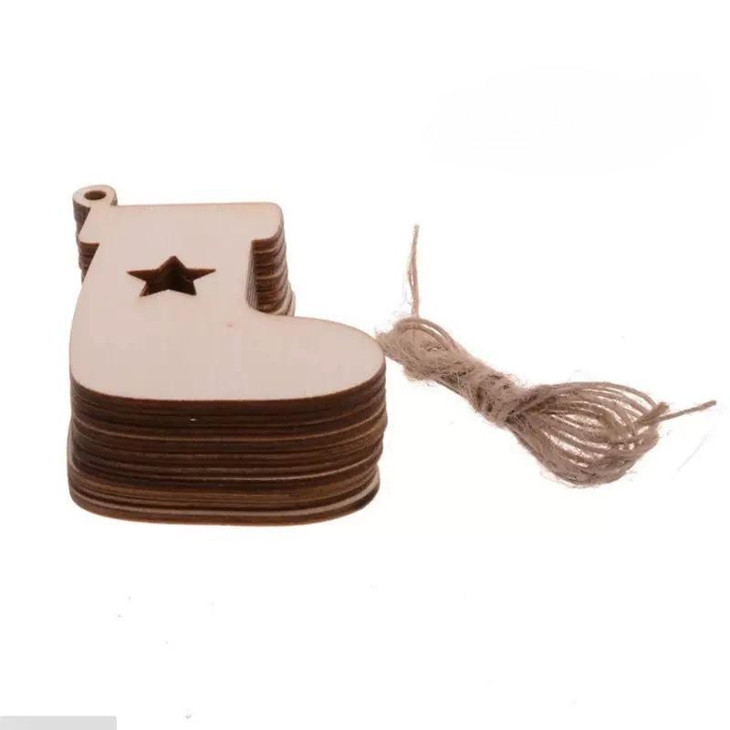 10pcs DIY Wooden Christmas Balls Decoration Round Craft Baubles Tags Hanging Ornament for Christmas New Year Pendant Decor